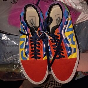 Vans Colorblock Low-Top Sneakers in Red, Blue, Yellow